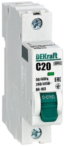 Выключатель автоматический DEKraft ВА-103 1п 20А C 6кА фото Выключатель автоматический DEKraft ВА-103 1п 20А C 6кА картинка